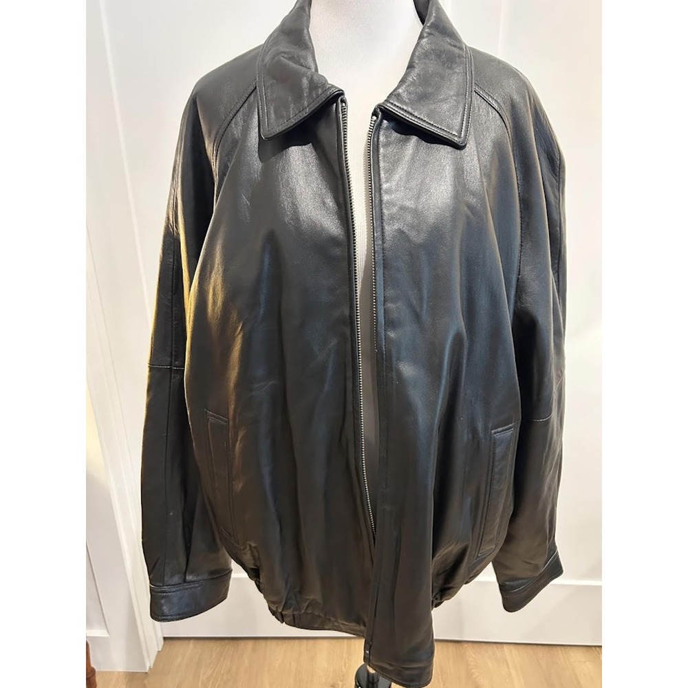 Bill Blass‎ Men's Leather Jacket Size XXL Urban Vintage Bomber Berlin Aesthetic